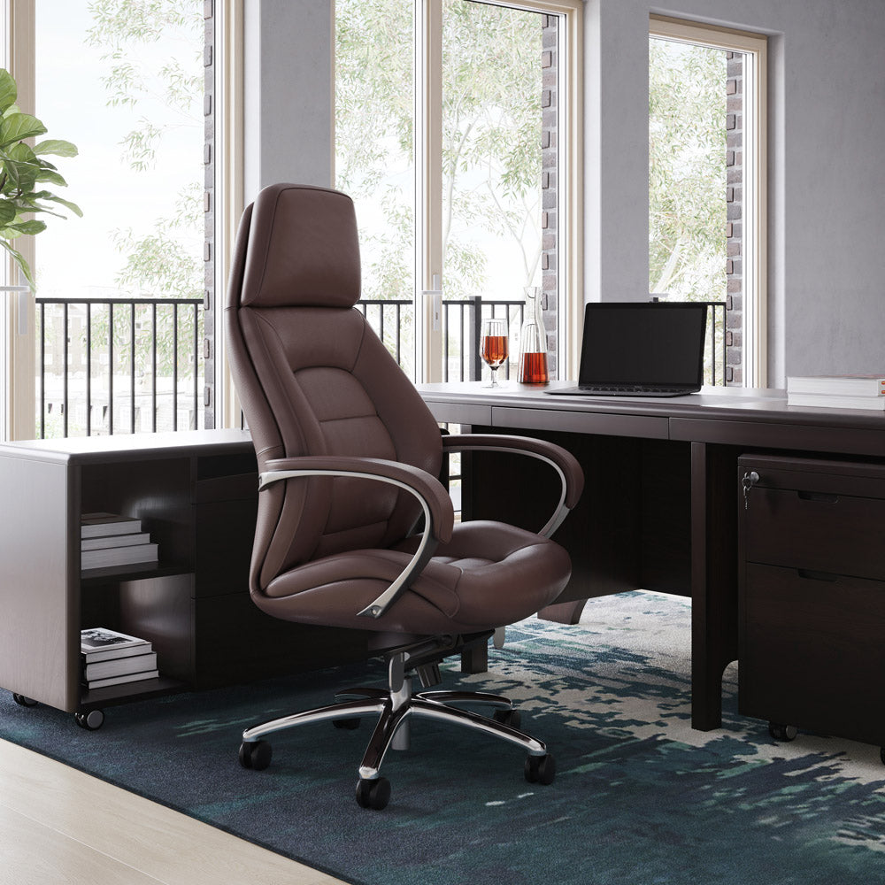 Livvity Leather Executive Chair-Dark brown