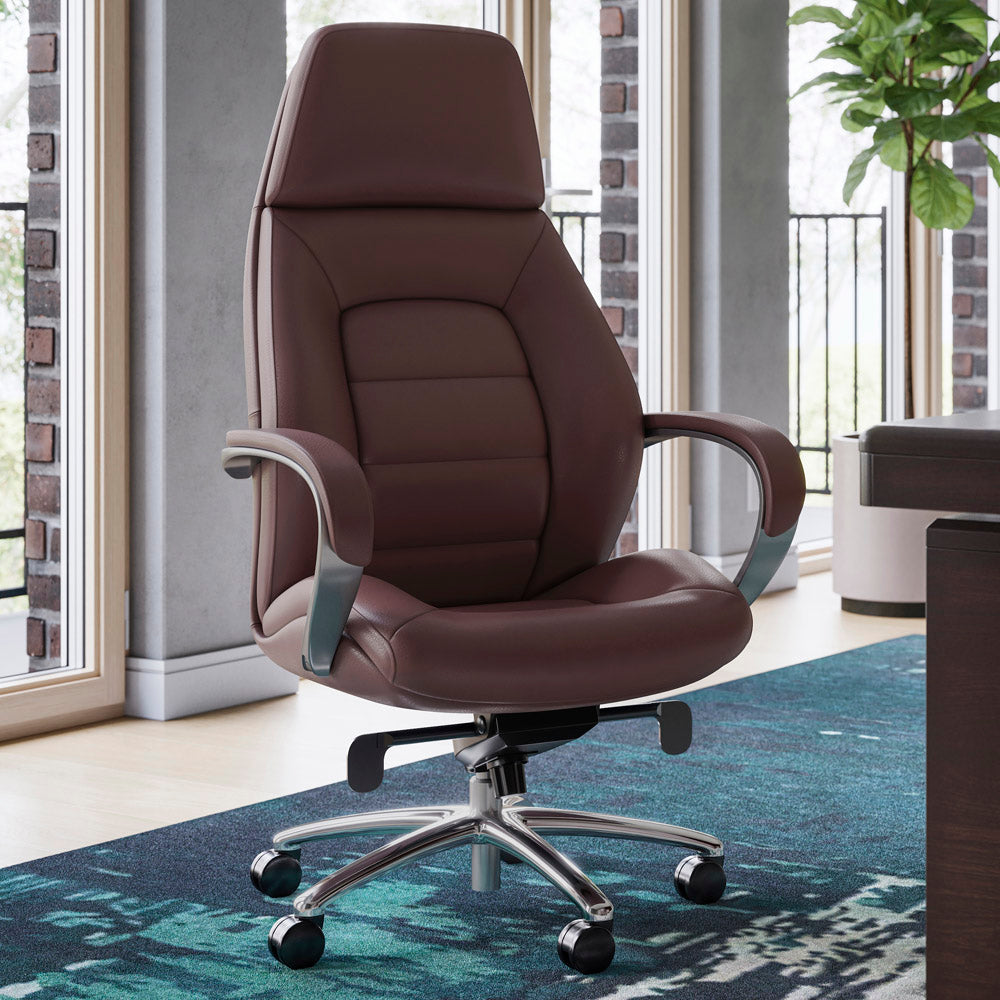 Livvity Leather Executive Chair-Dark brown