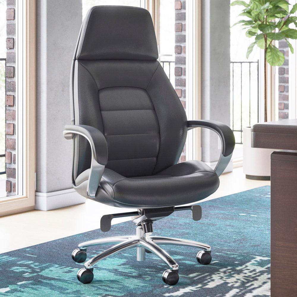 Livvity Leather Executive Chair-Grey