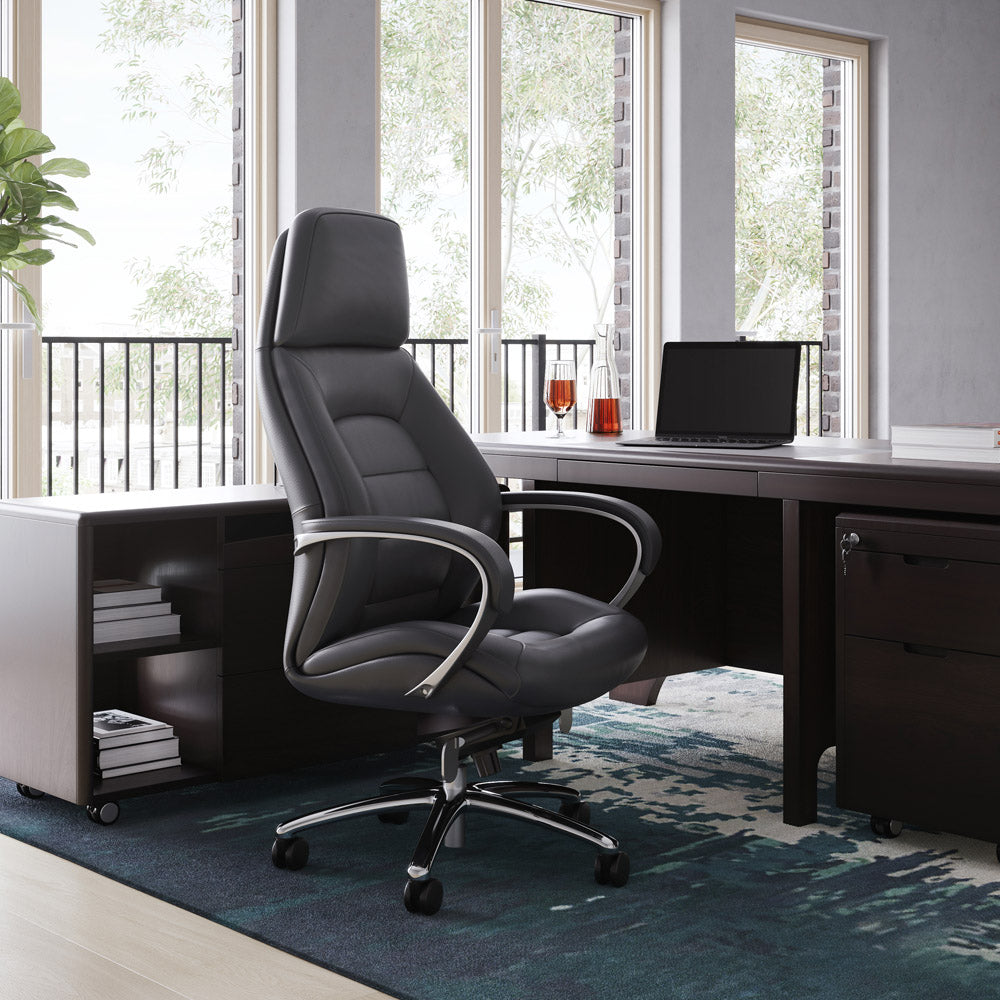 Livvity Leather Executive Chair-Grey